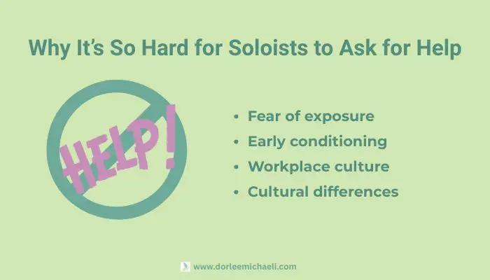 Infographic listing four reasons why it’s hard for high-achievers to ask for help: fear of exposure, early conditioning, workplace culture, and cultural differences.