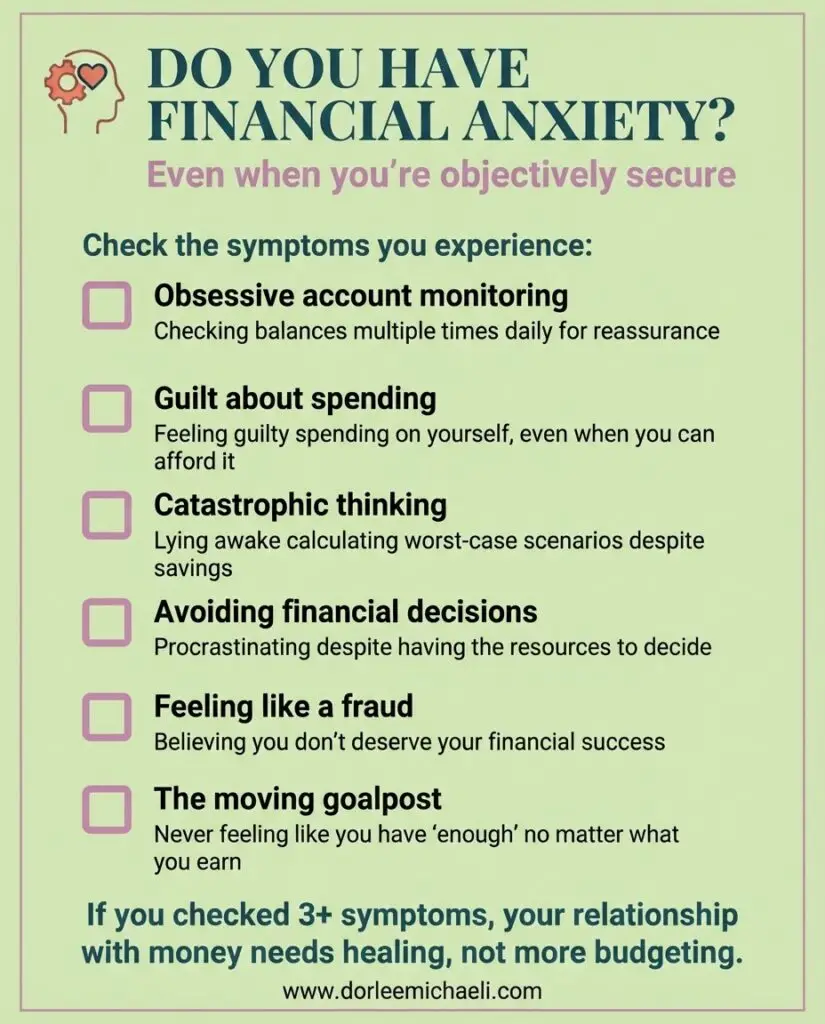 Financial anxiety symptoms checklist for high-earning professionals