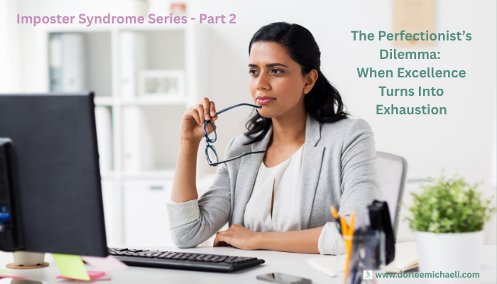 Perfectionism and imposter syndrome concept - quiet achiever striving for balance